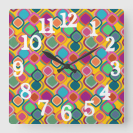 70-talets Färg Fyrkantig Klocka