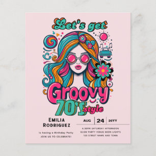 70-talets Groovy Boogie Retro Disco-Födelsedagsfes Flygblad