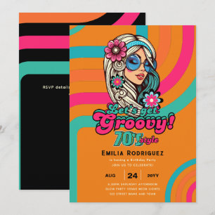 70-talets Groovy Boogie Retro Disco-Födelsedagsfes Inbjudningar