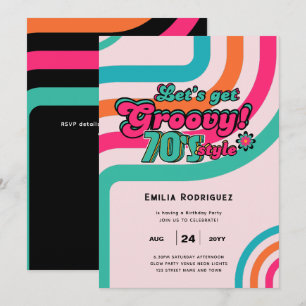 70-talets Groovy Boogie Retro Disco-Födelsedagsfes Inbjudningar