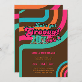 70-talets Groovy Boogie Retro Disco-Födelsedagsfes Inbjudningar