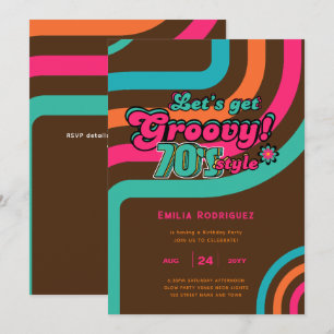 70-talets Groovy Boogie Retro Disco-Födelsedagsfes Inbjudningar
