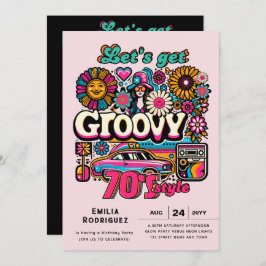 70-talets Groovy Boogie Retro Disco-Födelsedagsfes Inbjudningar