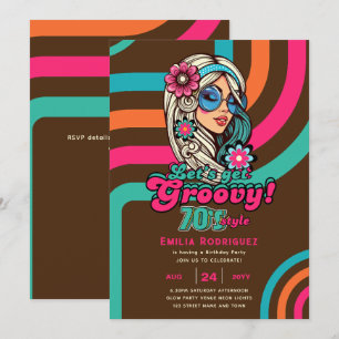 70-talets Groovy Boogie Retro Disco-Födelsedagsfes Inbjudningar