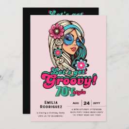 70-talets Groovy Boogie Retro Disco-Födelsedagsfes Inbjudningar