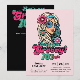 70-talets Groovy Boogie Retro Disco-Födelsedagsfes Inbjudningar