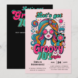 70-talets Groovy Boogie Retro Disco-Födelsedagsfes Inbjudningar