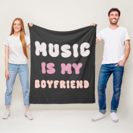70-talets Groovy Typografi - Musik är min Boyvän Fleecefilt