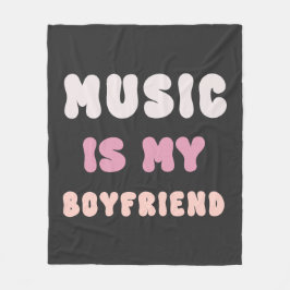 70-talets Groovy Typografi - Musik är min Boyvän Fleecefilt