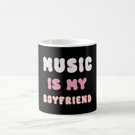 70-talets Groovy Typografi - Musik är min Boyvän Kaffemugg
