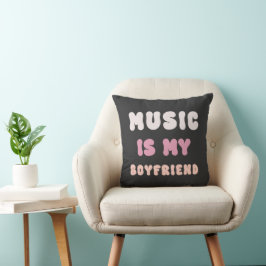 70-talets Groovy Typografi - Musik är min Boyvän Kudde