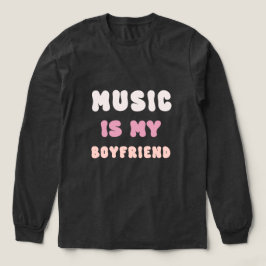 70-talets Groovy Typografi - Musik är min Boyvän T Shirt