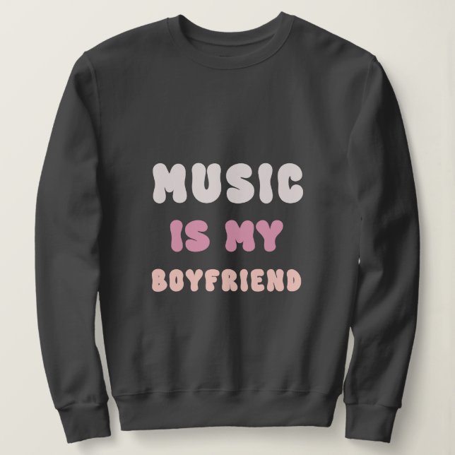 70-talets Groovy Typografi - Musik är min Boyvän T Shirt (Design framsida)