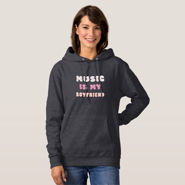 70-talets Groovy Typografi - Musik är min Boyvän T Shirt (Hel framsida)