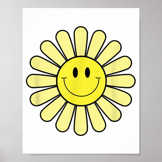 70-talets Gult Smile Ansikte Flower Shirt Lycklig  Poster (Framsidan)
