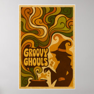 70-talets Halloween Retro Witch Poster