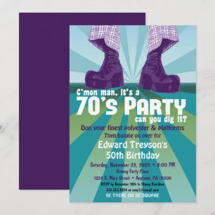 70-talets inbjudan till Disco Birthday från 1970-t