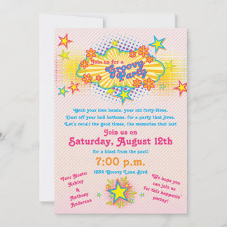 70-talets inbjudan till Groovy Flower Power Party