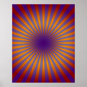 70-talets Lila Orange Star Burst Wall Art Poster
