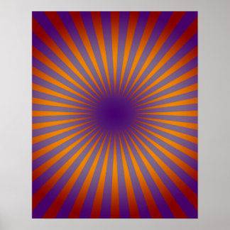 70-talets Lila Orange Star Burst Wall Art Poster