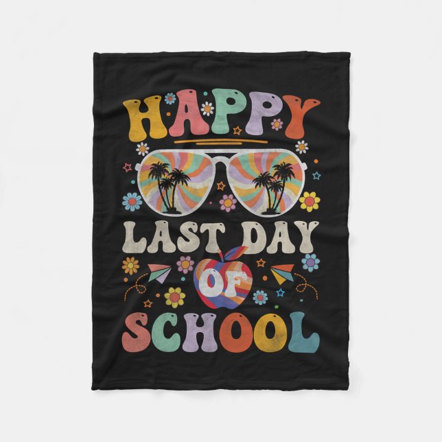 70-talets Lycklig förra dagen, skolskolskolelever  Fleecefilt (Framsidan)