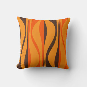 70-talets Modern Lounge Mönster Orange Brown Kudde