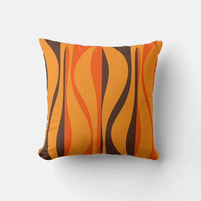 70-talets Modern Lounge Mönster Orange Brown Kudde (Framsida)