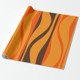 70-talets Modern Lounge Mönster Orange Brown Presentpapper