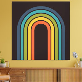 70-talets Orange Brown Teal Mönster Anpassningsbar Canvastryck