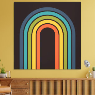 70-talets Orange Brown Teal Mönster Anpassningsbar Canvastryck