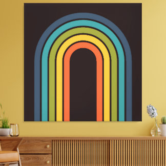 70-talets Orange Brown Teal Mönster Anpassningsbar Canvastryck