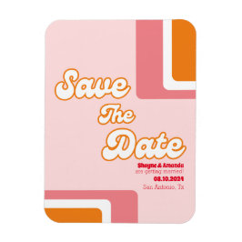 70-talets orange för Retro rosa spara datumet Magnet