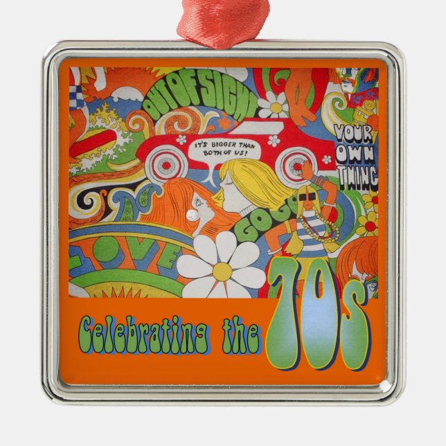 70-talets prydnadsämne julgransprydnad metall (Framsidan)