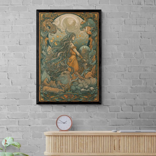 70-talets Psychedelic Hippie Chick AI Art. | Retro Poster (Skapare uppladdad)