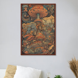 70-talets Psychedelic Mushroom Retro AI Art Poster
