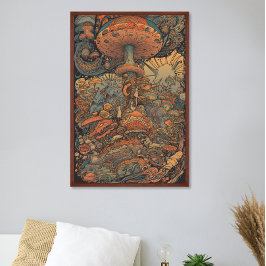 70-talets Psychedelic Mushroom Retro AI Art Poster