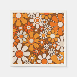 70-talets Retro-Blommönster med Groovy 1970-talets Pappersservett