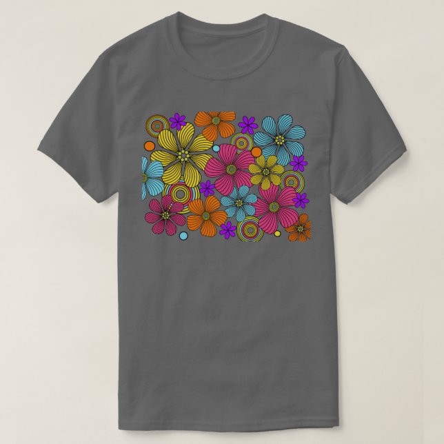70-talets Retro Flower-strömdesign T Shirt (Design framsida)