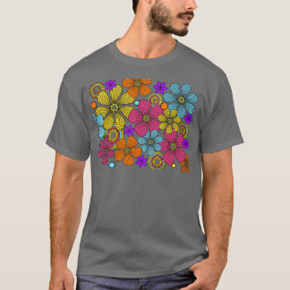 70-talets Retro Flower-strömdesign T Shirt