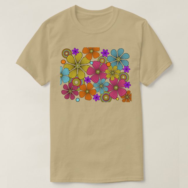 70-talets Retro Flower-strömdesign T Shirt (Design framsida)