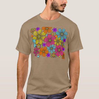 70-talets Retro Flower-strömdesign T Shirt