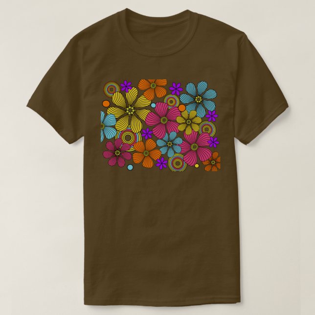 70-talets Retro Flower-strömdesign T Shirt (Design framsida)
