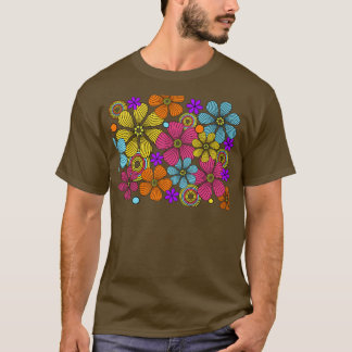 70-talets Retro Flower-strömdesign T Shirt
