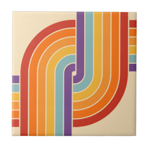 70-talets Retro Geometric Design Kakelplatta