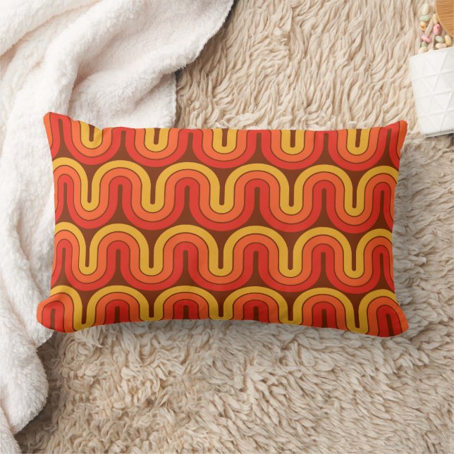 70-talets Retro Geometric Design Lumbarkudde (Filt)