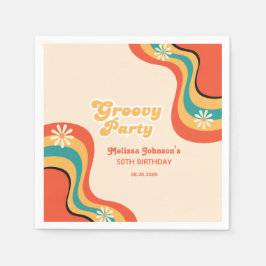 70-talets Retro Groovy Party Daisy Flower Birthday Pappersservett