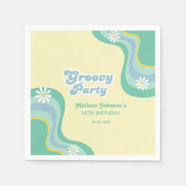 70-talets Retro Groovy Party Daisy Gult Birthday Pappersservett