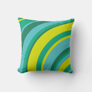 70-talets Retro Groovy Wave Rainbow Teal Grönt Gul Kudde