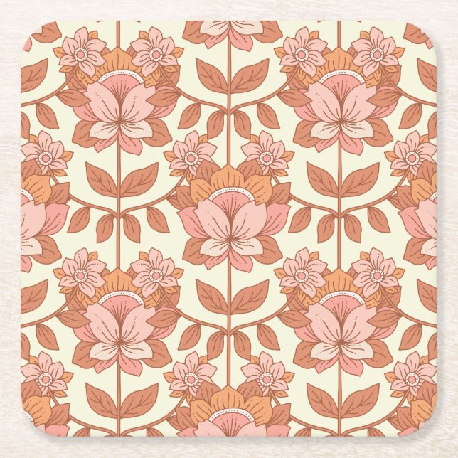 70-talets Retro Inspired Underlägg Papper Kvadrat (Framsidan)