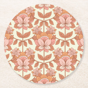 70-talets Retro Inspired Underlägg Papper Rund